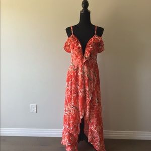 Floral Maxi dress off shoulders with split